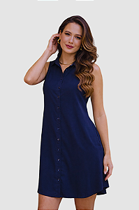 CHEMISE ABERTA SEM MANGA AZUL MARINHO