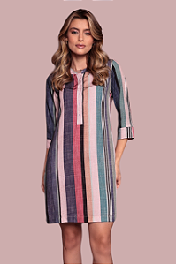CHEMISE FECHADA MANGA 3/4 MAR EM LINHAS