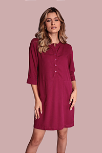 CHEMISE FECHADA MANGA 3/4 PLUMA VERMELHA