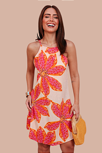 VESTIDO LENÇO CHIC ESTAMPA FLOR DE VERÃO