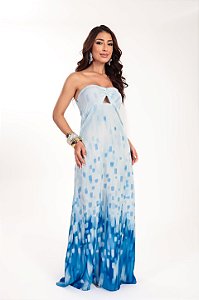 Vestido longo Aura Tomara que Caia estampa Aqua Shine