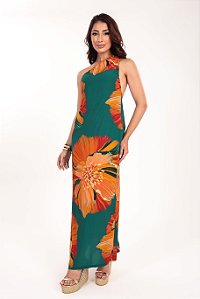 Vestido longo Fenda estampa Serena Floral