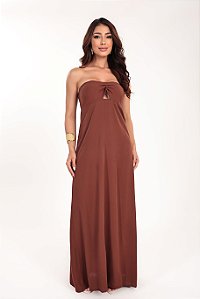 Vestido longo Aura Tomara que Caia cor Cafe