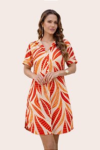 Chemise aberta manga curta estampa Folhas de Brasa