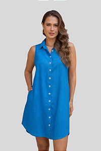 Chemise aberta sem manga Cor Azul Francês