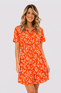 Chemise aberta manga curta estampa Flor de Âmbar