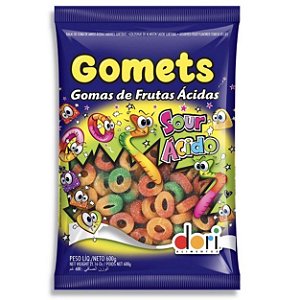 Bala Goma Gomets Minhocas Frutas Ácida 600g