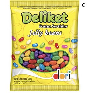 Bala de Goma Jujuba Jelly Beans Deliket Frutas 500g