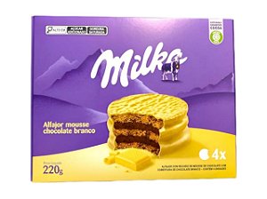 Alfajor Milka Argentino Chocolate Branco Triplo C/ 4 Unid 220g