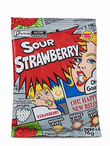 Bala Super Azeda Sour Morango Happy Time 16g - Importada