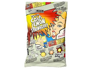 Bala Super Azeda Sour Lemon Strawberry Cola Happy Time 60g