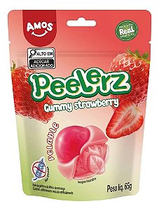 Bala Descascável 3D Peelerz Gummy Morango Amos  65g Importada