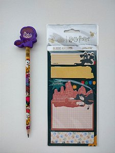 Kit 4 Blocos adesivos Harry Potter + lápis com ponteira