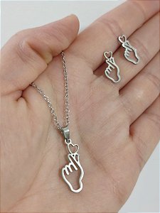 Conjunto Coração Coreano & Dorama & Kpop em Aço Inoxidável