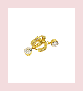 Argolinha Clic cravejada + Ponto de Luz. Semijoia banhada a ouro 18k.