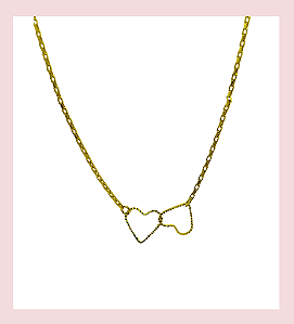 Choker coração duplo Semijoia banhada a ouro 18k