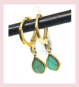 Argolinha Clic com Pedra Azul - Semijoia banhada a ouro 18k