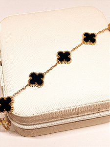 Pulseira Trevo Preto - Aço inox