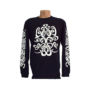 CAMISETA MASCULINA MANGA LONGA CAPITAL INICIAL TRIBAL PRETA
