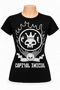 CAMISETA FEMININA CAPITAL INICIAL FOGO PRETA