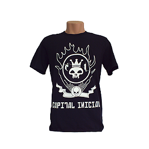 CAMISETA MASCULINA CAPITAL INICIAL FOGO PRETA