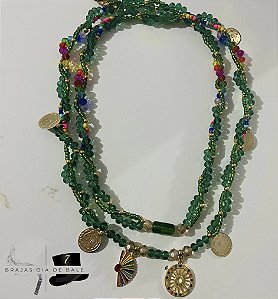 Guia cigana Esmeralda 2 fios em miçanga e cristal