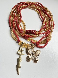 Guia Iansa vermelha com dourado