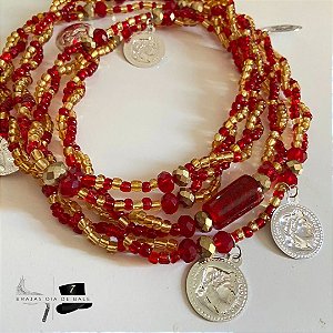 Guia Cigana vermelha e dourada 2 fios