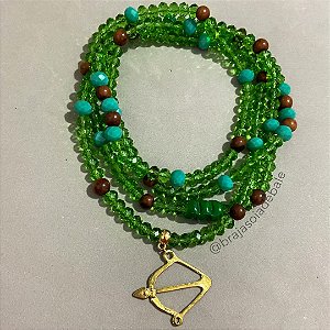 Guia de Oxossi/Caboclo em cristal com sementes