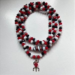 Guia de malandra em cristal vermelho, preto e branco