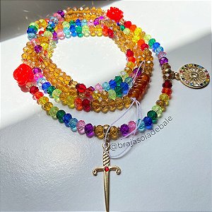 Guia cigana colorida com dourada