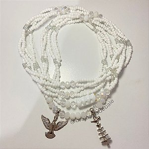 Guia de oxalá 2 fios branca e transparente