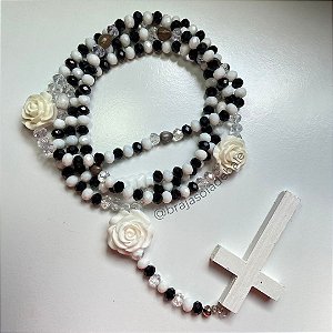 Guia terço de preta velha em cristal com lagrimas de nossa senhora