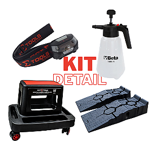 Kit Detail Automotivo – Lanterna de Cabeça + Pulverizador + Banqueta + Rampa Plástica