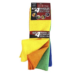 Kit 4 Panos em Microfibra para Limpeza Automotiva 35x35cm Sigma Tools - 1801010504