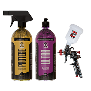 Kit Proteção Pós Lavagem - Pistola de Pintura 1.0 + Verniz para Motor Protege + Selante para Pneu Ultra