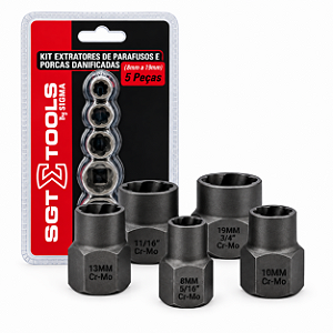 Kit Extratores de Parafusos e Porcas 8 a 19mm com 5pç Sigma Tools - 0699930050