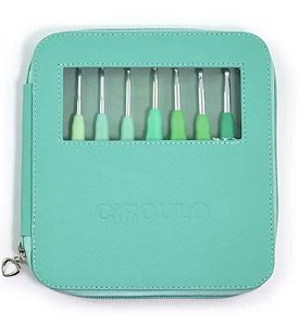 Kit Agulha de Crochê Soft Emborrachada Circulo - Verde Mint