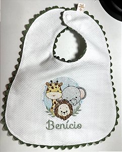 Babador Bordado Personalizado Safari Menino