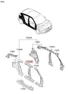 Coluna Central Lado Direito - Hyundai Veloster - 2011 a 2014 (Peça Nova e Original)