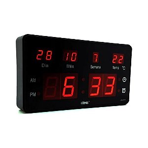 Relógio digital parede/mesa c termômetro LE2114 (7126)