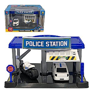 Estação de Polícia de Brinquedo com Carro e Moto (579)