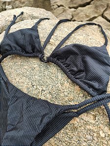 Conjunto Cortininha Preto Canelado