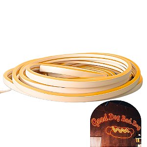 Fita LED Neon 120Leds Laranja 12V RGB Rolo 5mt - 43518