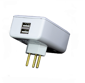 Carregador Universal p/ 2 USB e Tomadas Protegidos - 410