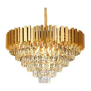 Pendente Lustre 72×43cm 15xE14 Dourado Cristal DCD00459D