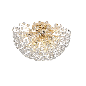 Plafon 60cm 10xE14 Metal Dourado Cristal Dcx01227d