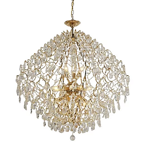 Pendente Lustre 80cm 21xE14 Metal Dourado Cristais - DCD00415D