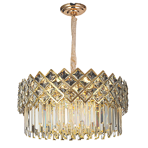 Pendente Lustre 58×29cm 12xE14 Dourado Cristais - DCD01002D
