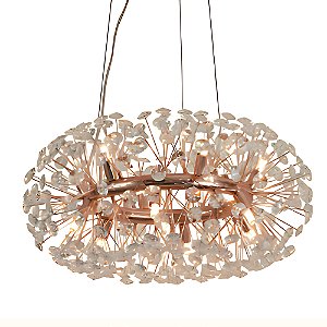 Pendente 60×28cm 12xG9 Metal Rose Cristais - DCD01244D